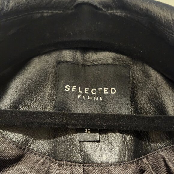 BNWOT Selected black genuine leather moto jacket | size 36 / US 4 - Picture 3 of 7